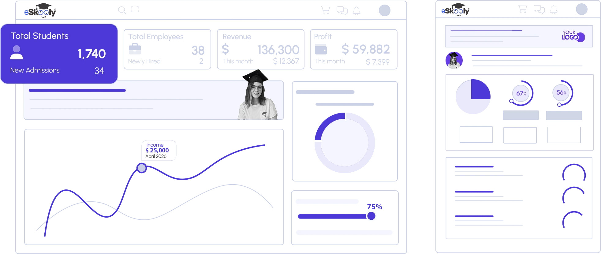 eSkooly software dashboard preview