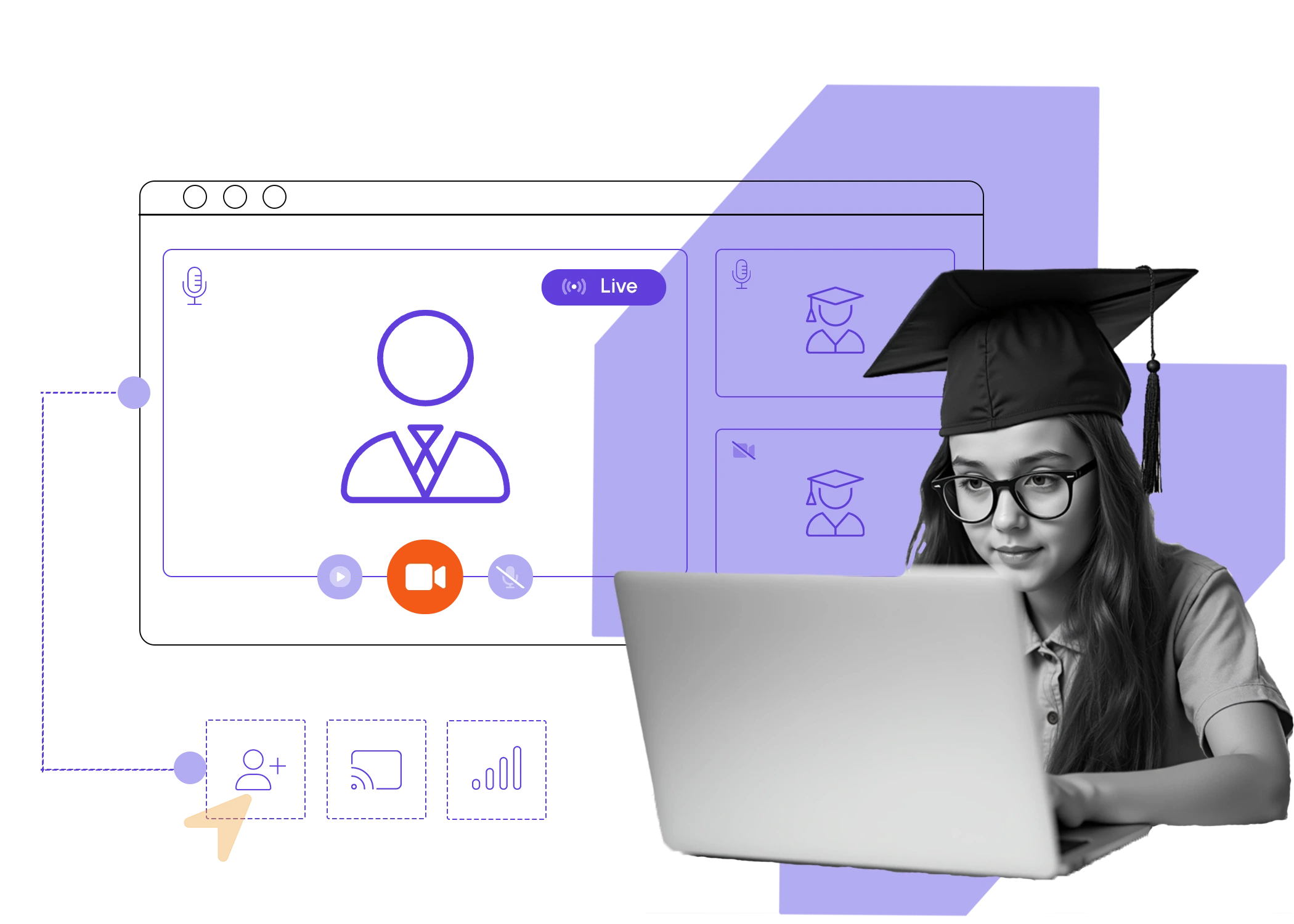 Illustration of a live online class interface